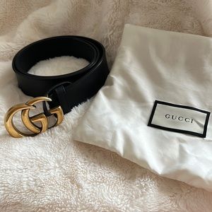 Gucci wide leather belt.